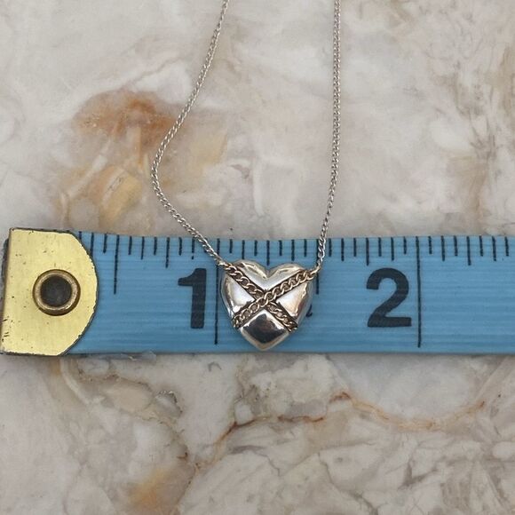 Tiffany & Co. “Cross My Heart” Sterling Silver & 18K Gold Heart Necklace - Picture 7 of 7